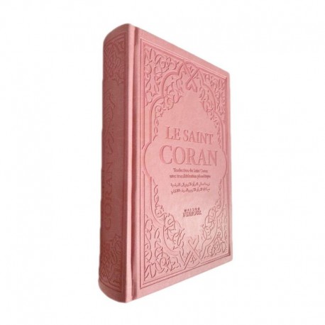 CORAN - ARC-EN-CIEL - ARABE-FRANÇAIS-PHONÉTIQUE - ROSE COUVERTURE DAIM