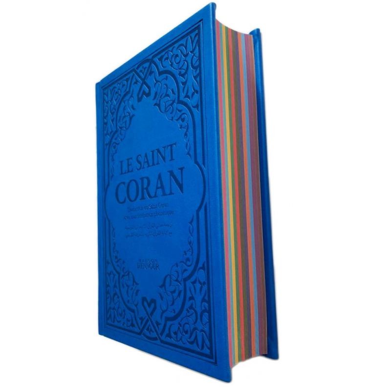 CORAN - ARC-EN-CIEL - ARABE-FRANÇAIS-PHONÉTIQUE - BLEU ROI COUVERTURE DAIM